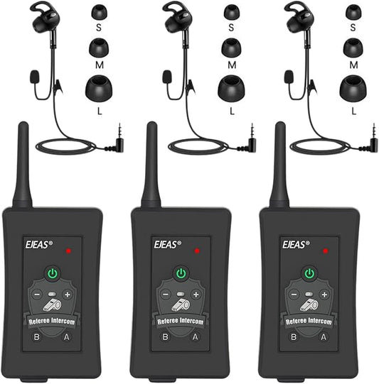 Referee Communication System, Professional FBIM Referee Headsets with Earphone for Soccer Volleyball Ofiicial Football Handball (3 Pack)