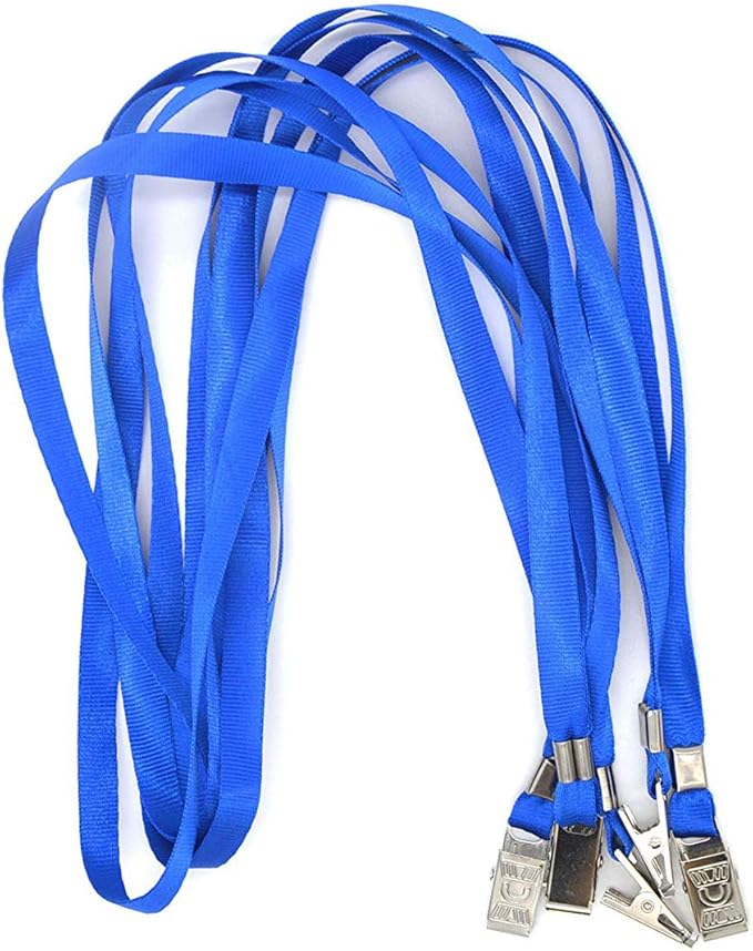 Bird Fiy Black Lanyards 100 Pack 34" Premium Lanyard Bulldog Clips Bulk Nylon Flat Lanyard with Badge Clip