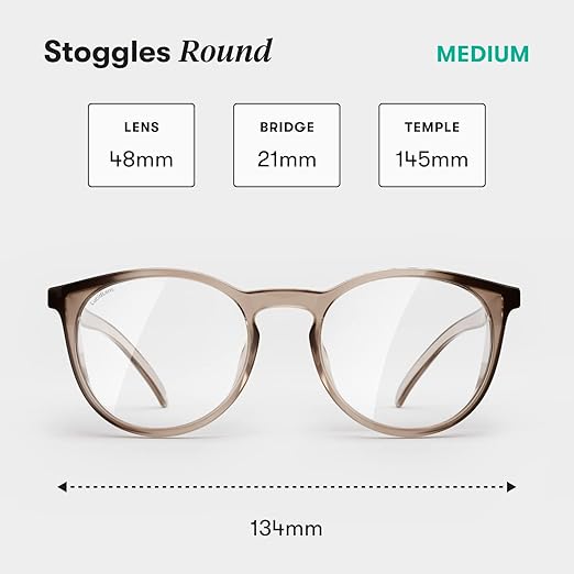 Stoggles Round Z87.1 Certified Polycarbonate Safety Glasses, Scratch & Shatter-Proof, Blue-Light & UV Blocking Lens, Top & Side Shields, Anti-Fog Dip Coated, Durable, Protective & Stylish Eyewear