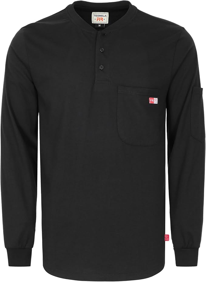 TICOMELA FR Shirts for Men Heather Series 6oz Flame Resistant T Shirt NFPA2112 CAT2 Fire Retardant Henley Shirts
