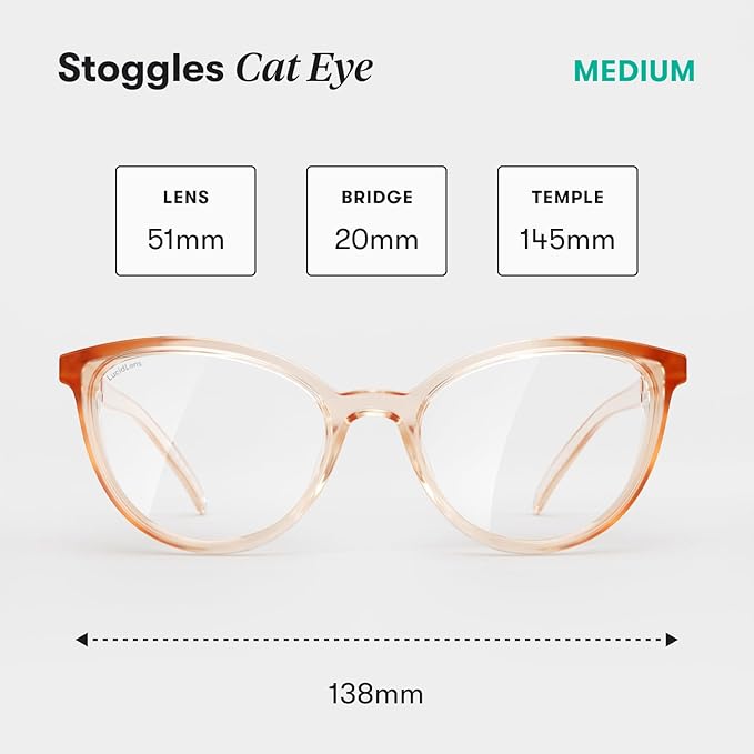 Stoggles Cat Eye Z87.1 Certified Safety Glasses, Blue-Light, UV Blocking Lens, Top & Side Shield, Anti-Fog, Stylish Eyewear