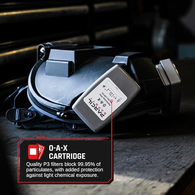 WF-100 Full-Face Welding Respirator - Gas Mask Welding Hood with Dual P3 Cartridges - 99.9% Particulate, Organic Vapor, Acidic Gas Filtration