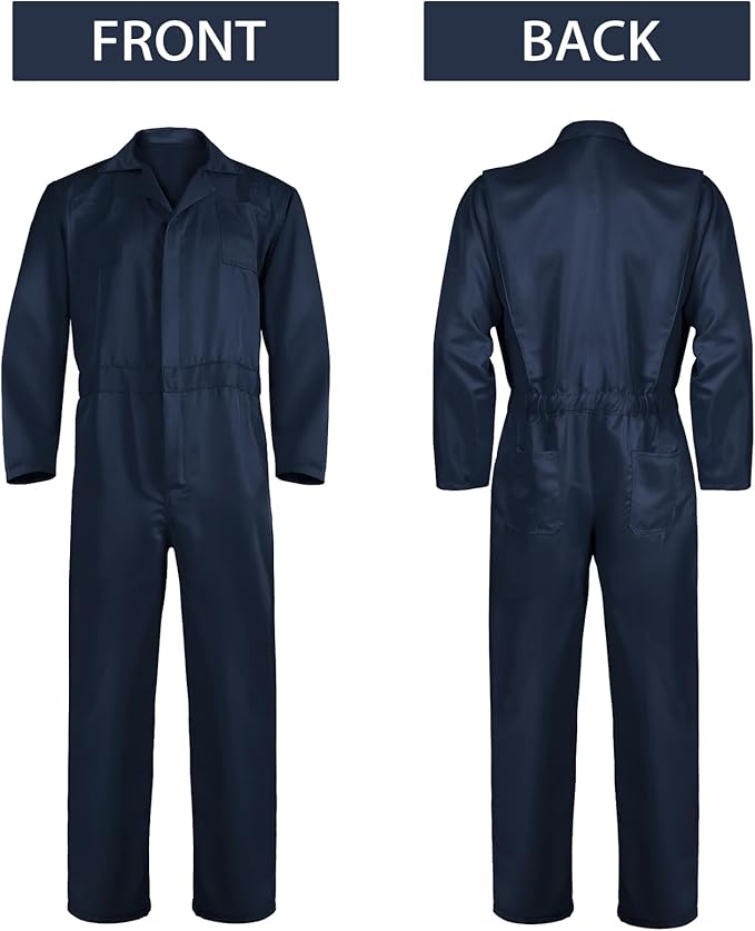 UQJE Coveralls for Men Work Navy Blue Adult Jumpsuit Coveralls Halloween Costume