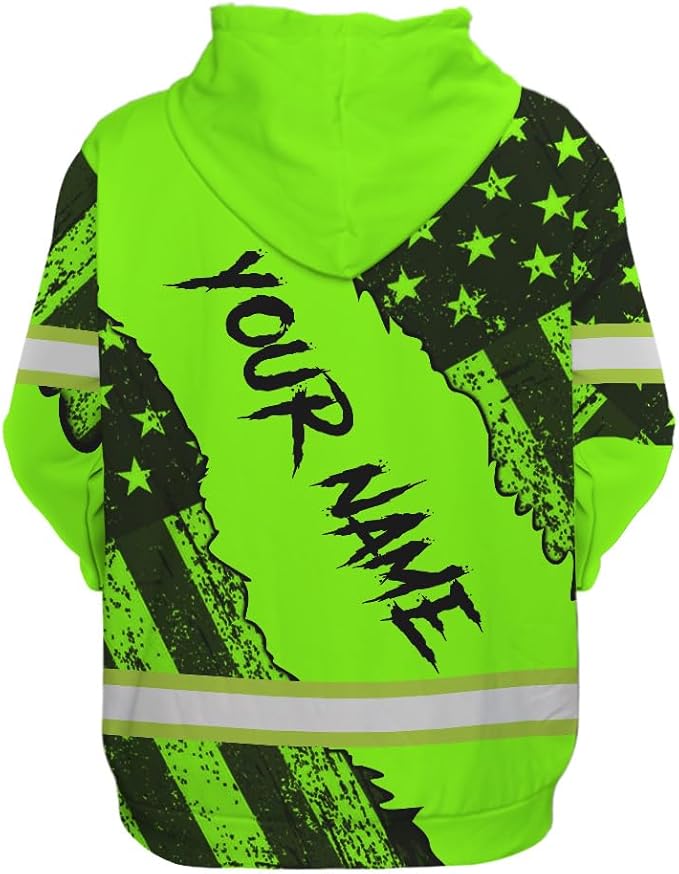 Maddly High Visibility US Flag Collection Safety Workwear Custom Name for Workers, Runners, Truckers, Patriotic