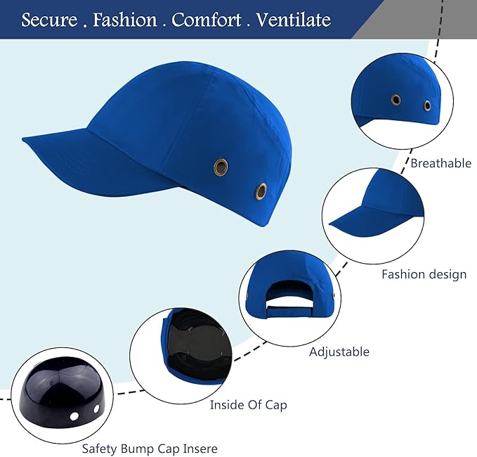 Lightweight Hard Hat Safety Bump Cap Safety Hard Hat Head Protection Cap Breathable Baseball Hat Style Comfortable Head Protection Hat for Work