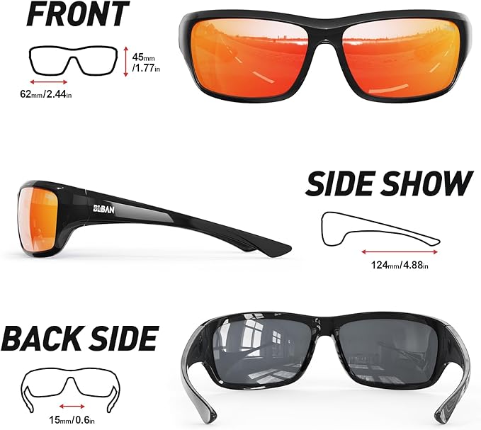 Polarized Sports Sunglasses for Men Women, Ideal for Fishing Running Driving Wrap Around Sunglasses, UV400 Protection
