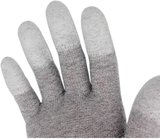 VIPER 10 Pairs Anti Static Gloves, Coated Fingertip Grey Carbon Fibers,13G ESD Safety Work Gloves