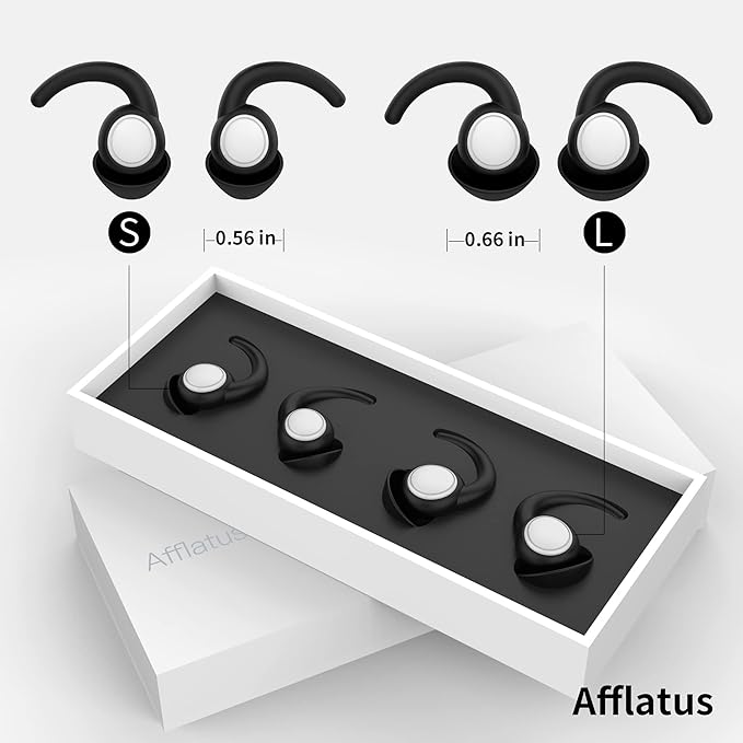 Afflatus Ear Plugs for Sleeping Noise Cancelling, 2 Pairs (S+L) Comfortable Reusable Noise Reduction Ear Plugs, Earplugs for Sleep, Snoring Light Blue