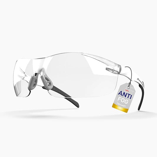 ANSI Z87.1 Fit-Upgraded Safety Glasses – Anti-Fog, UV, Impact & Scratch Resistant – Clear Wraparound for Work, Pickleball, Racquetball – No-Slip Nose Grip – 1 Pack