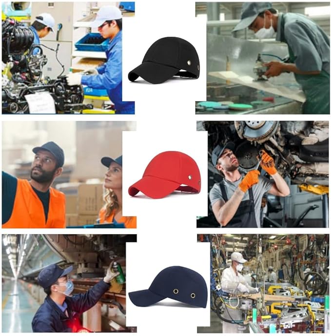 Baseball Bump Cap, Safety Hard Hat Style Comfortable Lightweight Head Protection Cap Adjustable Four Vents Protective Hat for Men Women