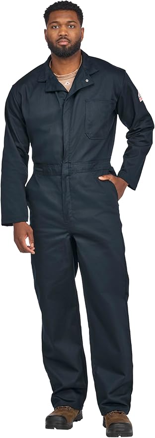 Bulwark FR mens Flame Resistant 9 Oz Twill Cotton Classic Coverall With Hemmed Sleeves
