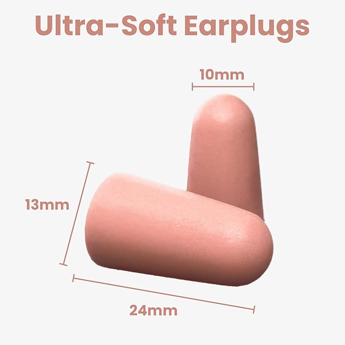 SnoozePlugs Ultra Soft Foam Earplugs for Sleeping, 60 Pairs Comfortable Foam Ear Plugs for Side Sleepers- 33db NRR Nightime Earplugs for Snore Blocking, Noise Canceling Sleep Noise Reduction