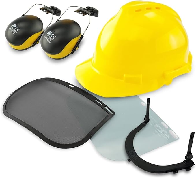 NEIKO 53880A Forestry Helmet for Safety with Shield and Earmuffs, Chainsaw Helmet with Face Shield, Hard Hat Safety Gear Equipment, Protective Face Shield and Mesh Shield for Face Protection