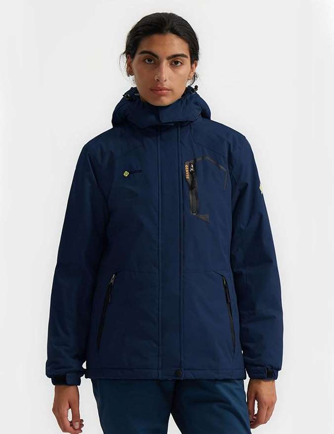GEMYSE Women's Ski Snow Jacket Warm Winter Waterproof Coat Snowboard Rain Jacket Hooded Windproof Windbreaker