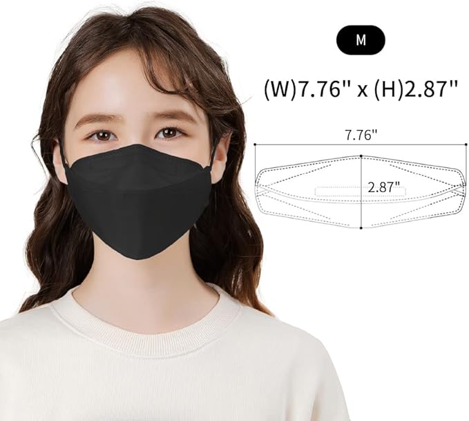 [20 Pack] New Micro-Dust Protection Face Premium Mask (KF94) Black Medium