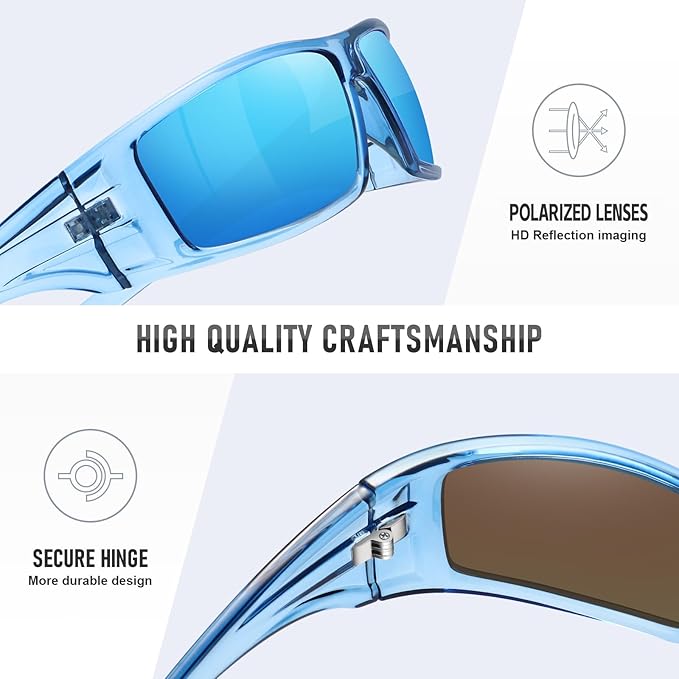 Polarized Sports Sunglasses for Men Women Unbreakable Frame Cycling Fishing Wrap Around Sunglasses UV400 Protection