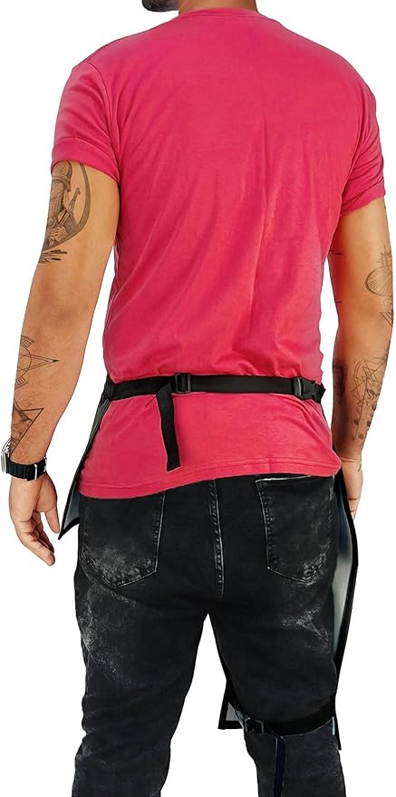 Under NY Sky Tattoo Half Apron - One-Leg Apron - Vegan Leather, Wipeable - Quick-Release Straps - For tattoo artist, Tattooist, Studio, Barber - Right Leg