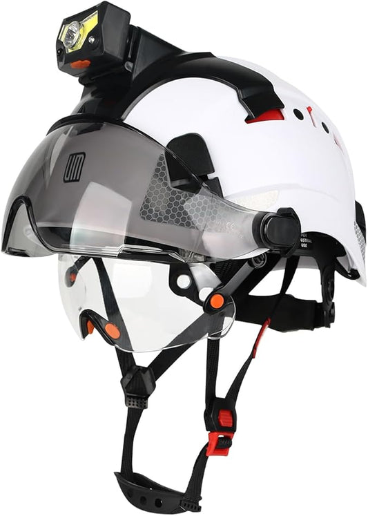 Safety Helmet Hard Hat with Detachable Headlamp Light and Visor Construction Hardhats for Men ANSI/ISEA Z89.1 Certified