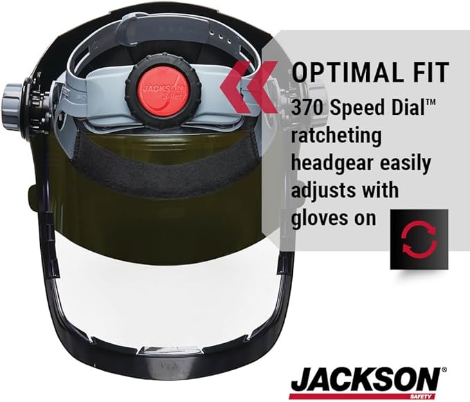 Jackson Safety QUAD 500 Face Shield - Anti-Fog Window with Chin Guard - ANSI Z87.1 & OSHA - (Multiple Styles & Headgears)