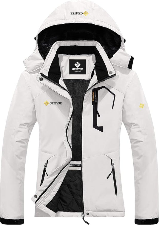 GEMYSE Women's Ski Snow Jacket Warm Winter Waterproof Coat Snowboard Rain Jacket Hooded Windproof Windbreaker
