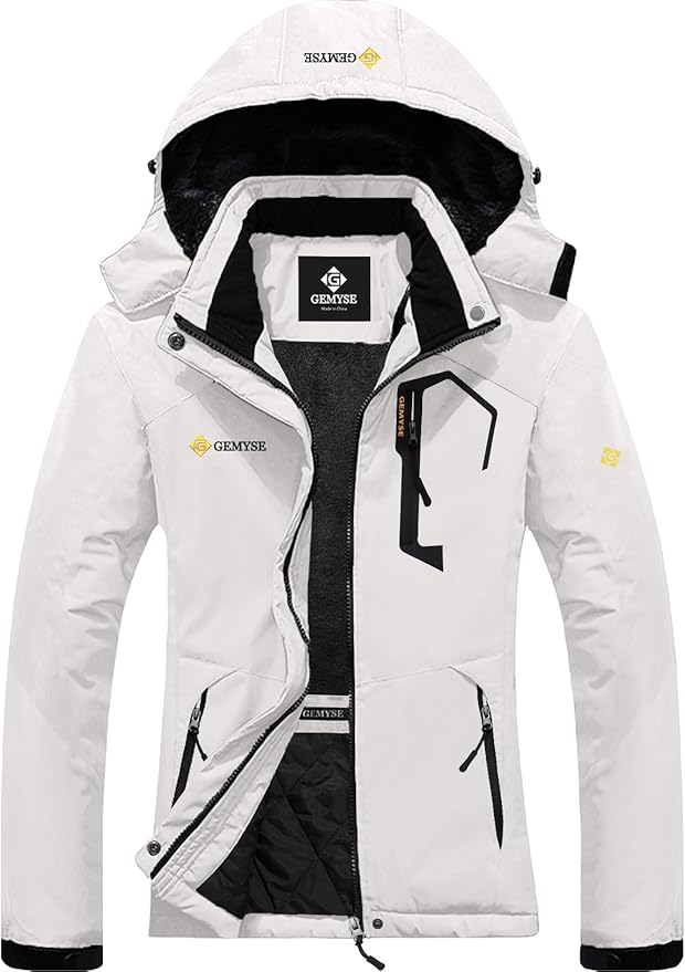 GEMYSE Women's Ski Snow Jacket Warm Winter Waterproof Coat Snowboard Rain Jacket Hooded Windproof Windbreaker