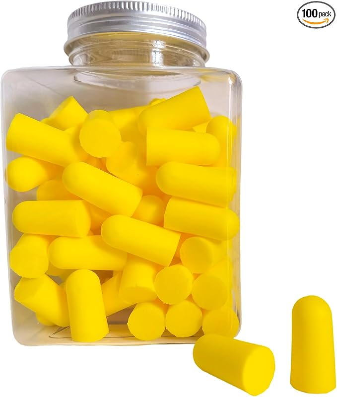 Soft Foam Earplugs 50 Pair,32dB Highest NRR for Noise Reduction,Safety Hearing Protection Ear Plugs for Eliminate The Noise,Contoured for Comfort Slow Rebound,Tapón para el oído (Yellow, Normal)