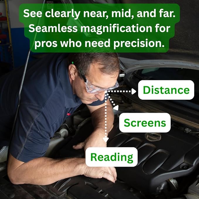 OEMTOOLS 26025 Safety Glasses with Readers +2.50s, UV Protection Z87 Safety Glasses, Anti-Scratch, High Definition Multi-focal Technology, High Impact Lenses, Flexible Rubber Earpieces
