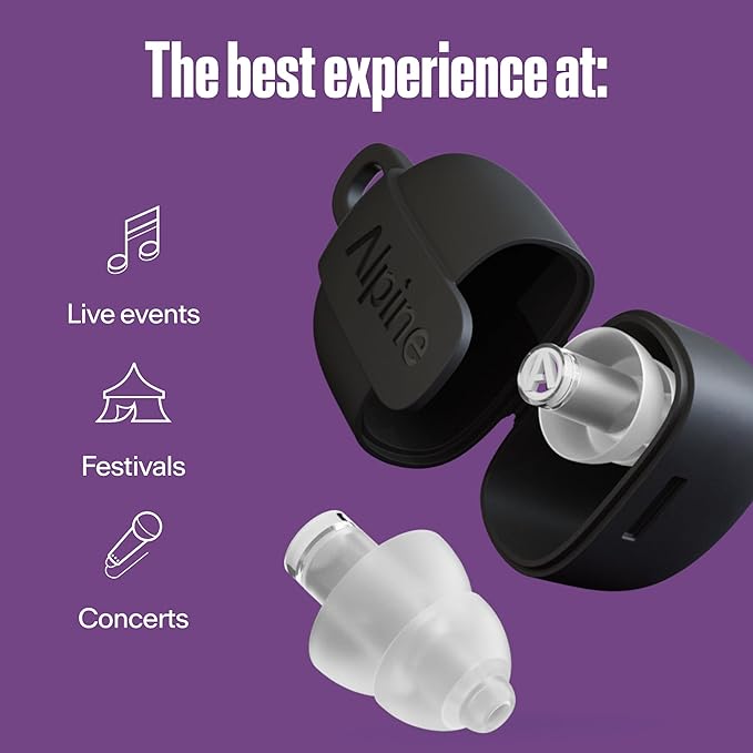 Alpine PartyPlug Pro Concert Ear Plugs, High Fidelity Professional Earplugs, 21dB Noise Reduction, Premium Hearing Protection for Music Festivals, Raves & Live Events, Incl. 3 Tip Sizes, Transparent