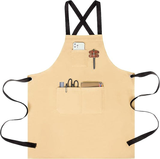 chef apron for men with Pockets - Cotton Canvas Cross Back Chefs cooking Aprons,for kitchen,restaurant,grilling