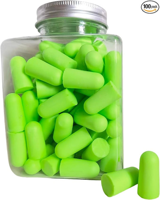 Soft Foam Earplugs 50 Pair,32dB Highest NRR for Noise Reduction,Safety Hearing Protection Ear Plugs for Eliminate The Noise,Contoured for Comfort Slow Rebound,Tapón para el oído (Green, Normal)