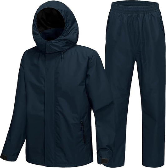 SWISSWELL Mens Women Rain Suit Rain Jacket and Pants Waterproof Lightweight Windbreaker with Detachable Hood for Golf Fishing