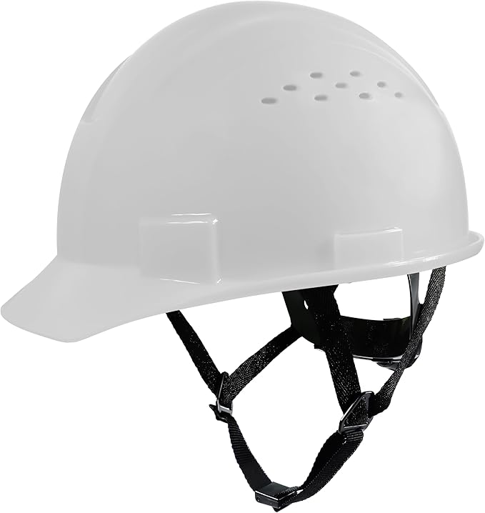 GE Cap Style Hard Hat, 4-Point Ratchet Suspension, Earmuff Slots, High Impact Resistant, Sweat-Wicking Sweatband, Meets ANSI Z89.1-2014, Comfortable, Durable, and Protective - White, Vented