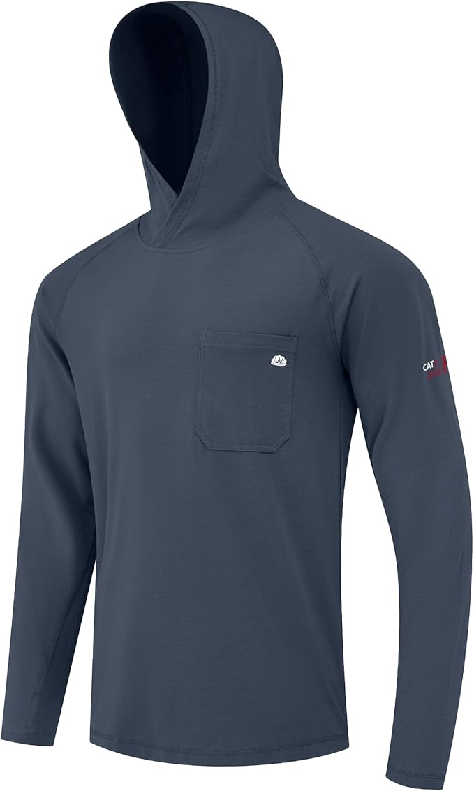 WORKWEYA FR Hooded Shirts 6OZ Lightweight FR Shirts for Men Thumb Hole Stretch NFPA2112 CAT2 Flame Resistant Hoodies