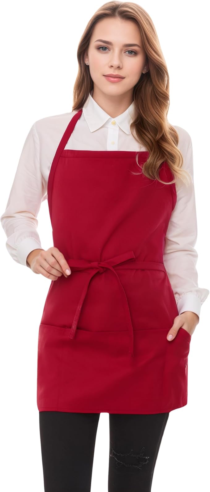 Short Cotton Aprons for Women with 3 Pockets, Chef Apron for Unisex,Waitress Apron for Kitchen Cooking Restaurant BBQ