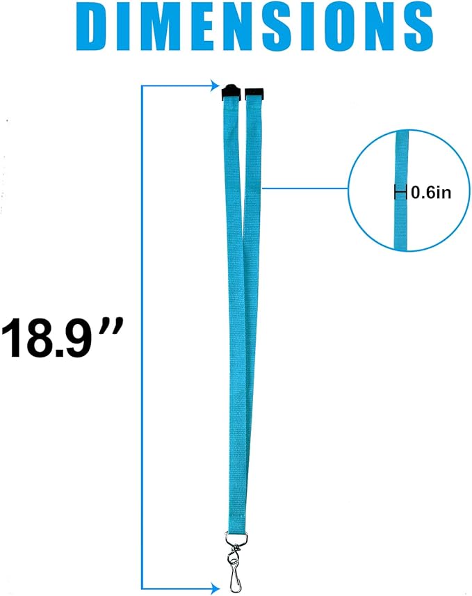 33 Pcs Breakaway Lanyards with Swivel J Hook Premium Bulk Flat Safety Lanyards for ID Badges, Schools, Students, Coaches, Festivals, Volunteers and Team Activities (Light Blue)
