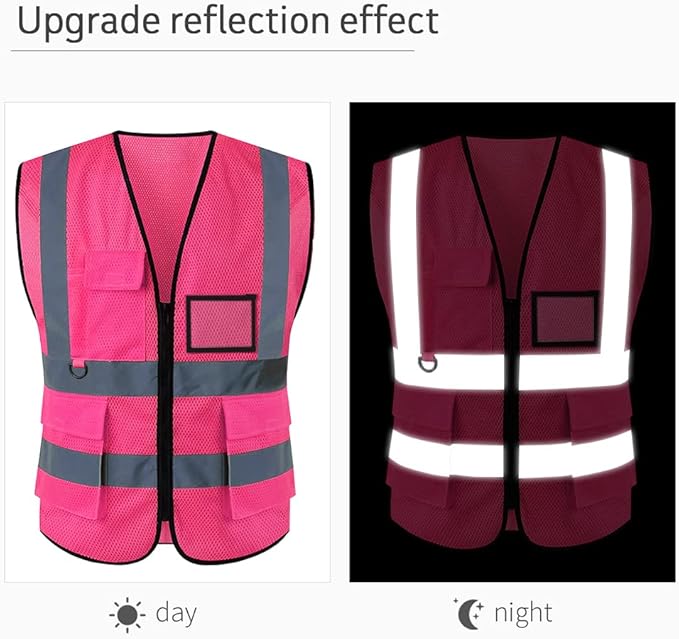 Tydon Guardian Reflective Safety Vest for Women Men High Visibility Security With Pocket Zipper Front Meet ANSI/ISEA Standard