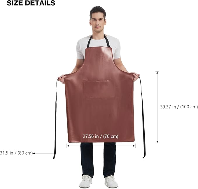 Waterproof Apron, Heavy Duty Work Apron, Artificial Leather Apron Ideal for Chef,Butcher,Barber,Cleaning