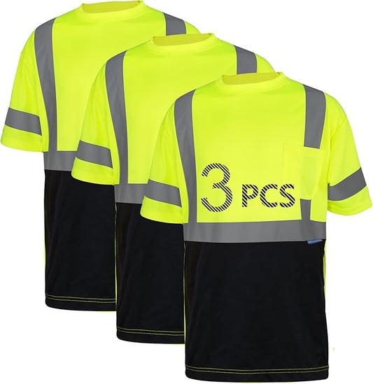 Safety Shirt short Sleeve High Visibility Reflective Breathable T Shirt for Work Warehouse Construction Class 3