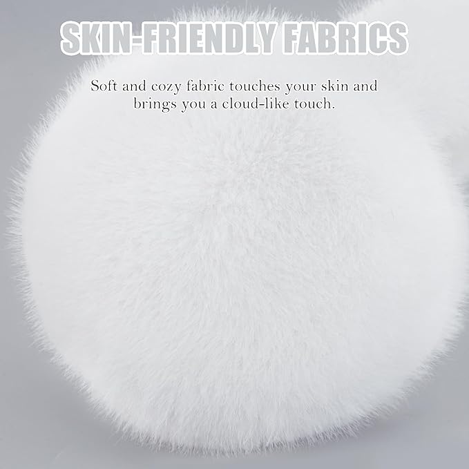 Winter Ear Muffs for Women Girls Faux Fur Cute White Earmuffs Fluffy Ear Warmers Foldable Ear Covers Outdoor