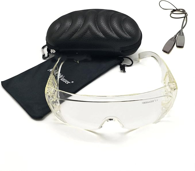 MCWlaser Co2 laser safety glasses 10600nm OD5+ Professional K40 Laser Safety Goggles that Fit over Myopia Glasses