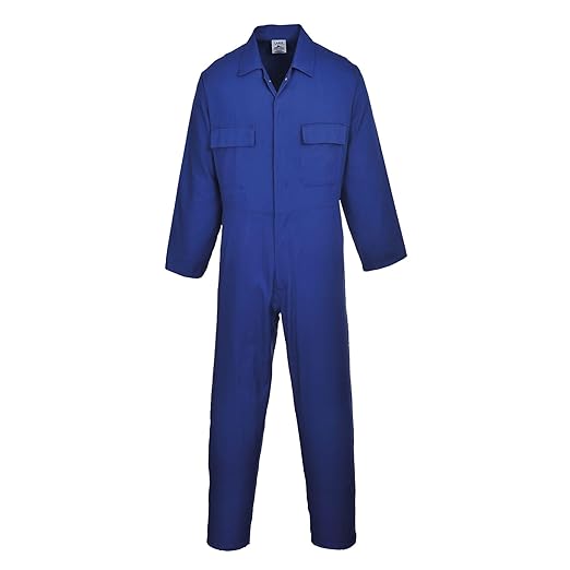 Portwest S999 Euro Polycotton Multipocket Work Coverall with Front Snap Closure, Royal, Medium