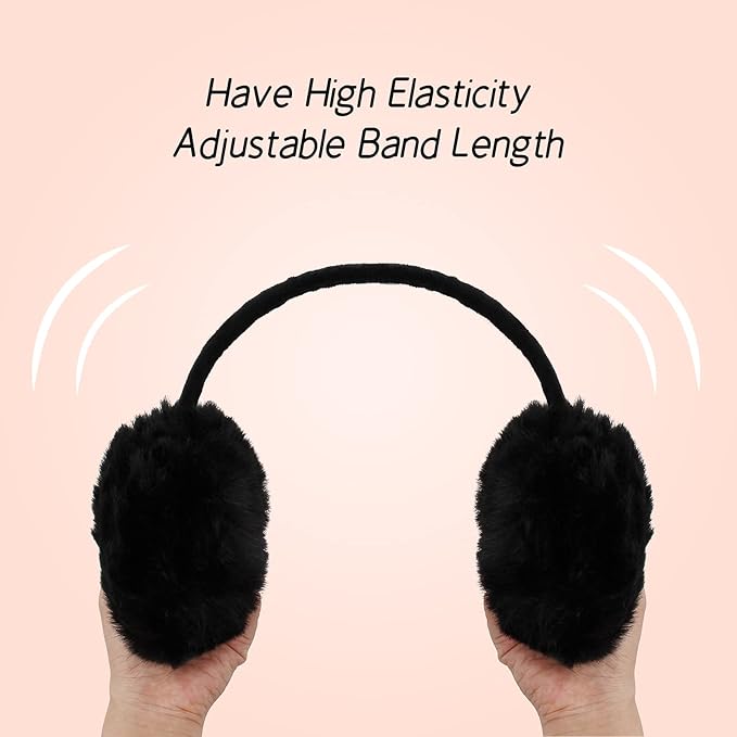 POXIMI Women Winter Earmuffs Girl Ski Adjustable Ear Covers for Cute Bow Ear Warmer Outdoor Earmuff Fleece Lining