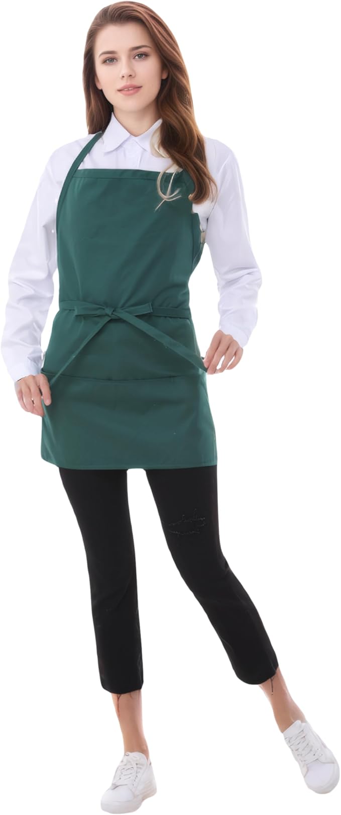 Short Cotton Aprons for Women with 3 Pockets, Chef Apron for Unisex,Waitress Apron for Kitchen Cooking Restaurant BBQ