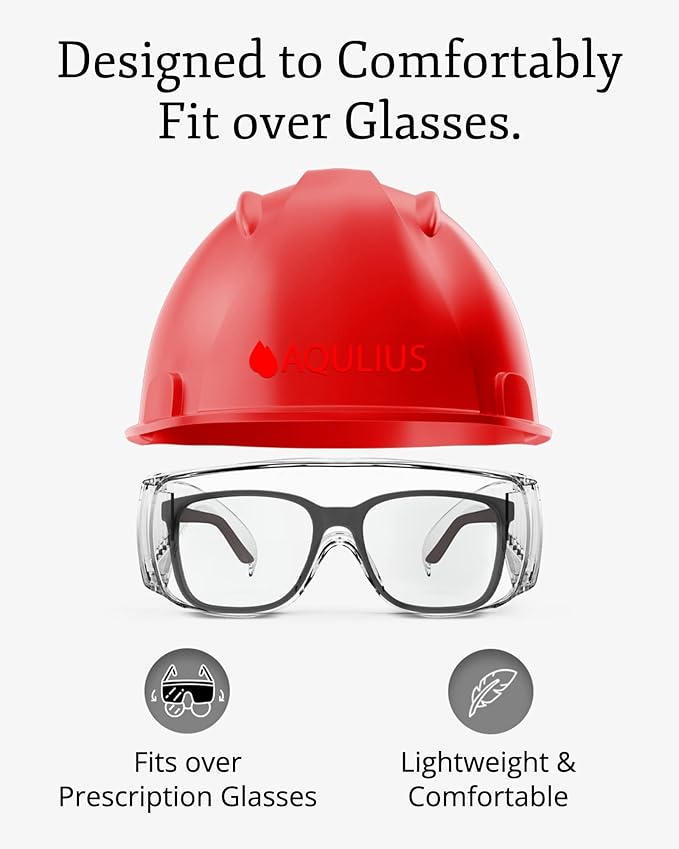 Aqulius OTG Safety Glasses - 24-Pack - Polycarbonate Anti-Fog Bulk Safety Glasses with Side Shields - Protective Eyewear for Eye Protection