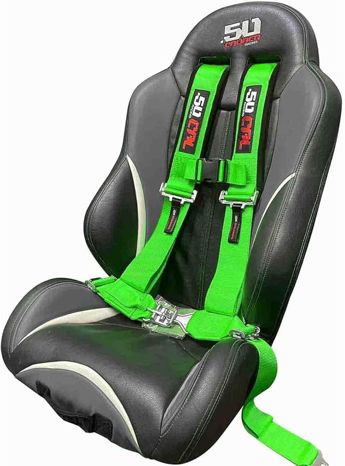 4 Point 2" Racing Harness for Bucket Seats, Quick Release Safety Belt for UTV/RZR, Adjustable Seatbelt with Mounting Hardware, Choose from 9 Colors, Secure Fit for Off-Road Vehicles, Green, (6008A1)