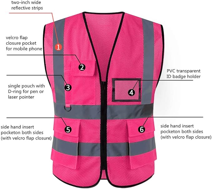 Tydon Guardian Reflective Safety Vest for Women Men High Visibility Security With Pocket Zipper Front Meet ANSI/ISEA Standard
