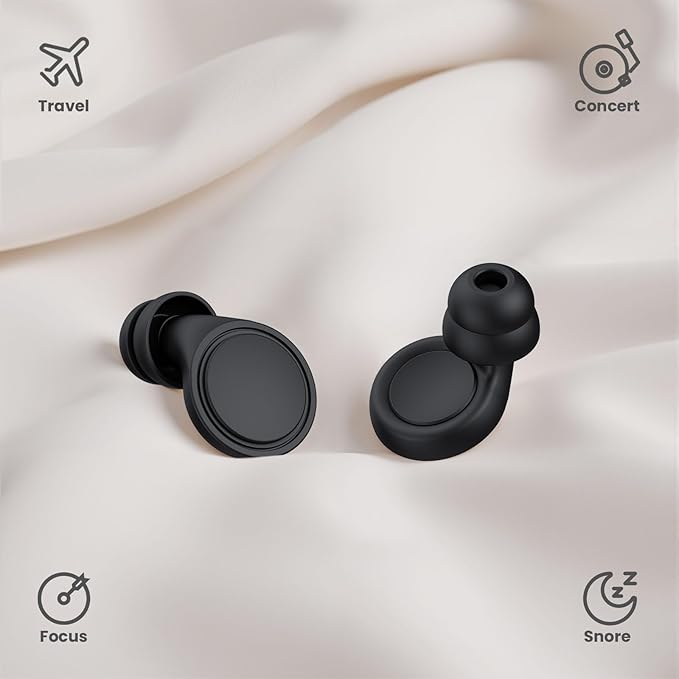 Ear Plugs for Sleeping Noise Cancelling, Soft Silicone Ear Plugs Hearing Protection 30dB, Reusable Earplugs for Concert, Festival, Sleep and Noise Sensitivity - Black