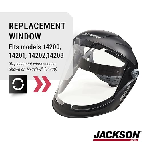 Jackson Safety Replacement Window for MAXVIEW Premium Face Shield Mask - ANSI Z87.1 - Uncoated - Clear Tint
