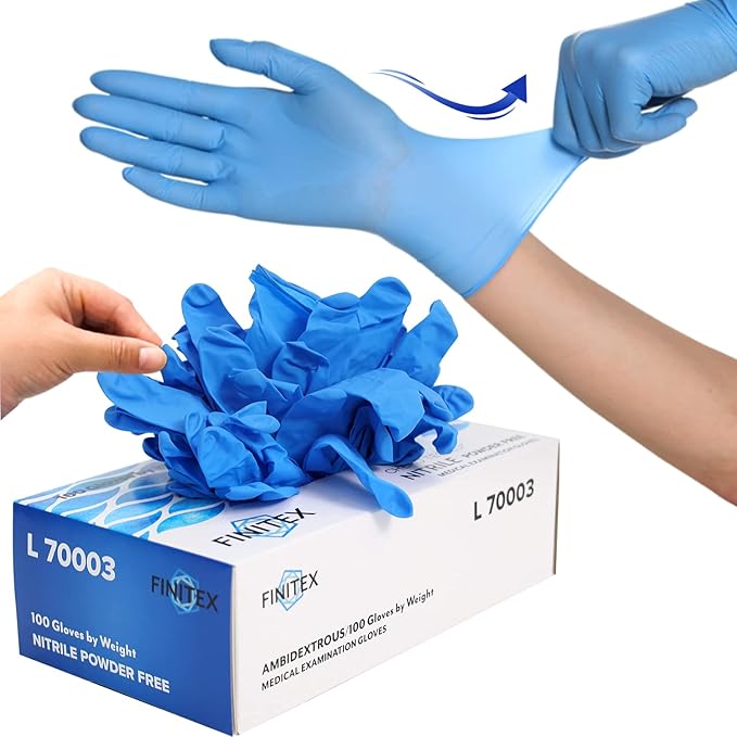 FINITEX Nitrile Disposable Medical Exam Gloves 4 mil Powder-free Latex-Free 100 PCS Examination Home Cleaning Food Gloves