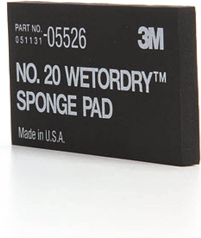 3M Wetordry Sponge Pad 20, 05526, 5-1/2 in x 2-3/4 in x 3/8 in, Flexible, Long Lasting, Automotive Sponge, Black